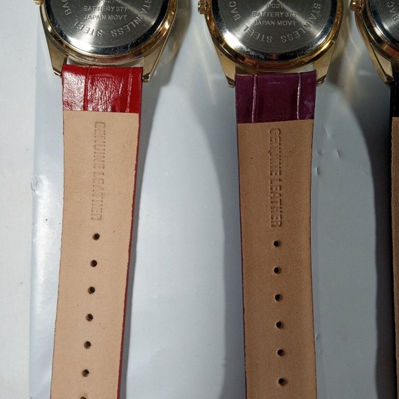 Gossip Quartz Ladies Wrist Watch Set Lot of 4 - Genuine Leather - New Batteries - Picture 16 of 16